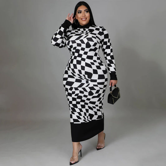 Womens Printed Long Sleeved Dress