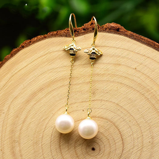 Natural Freshwater Pearl Boutique Bee 925 Silver Earrings