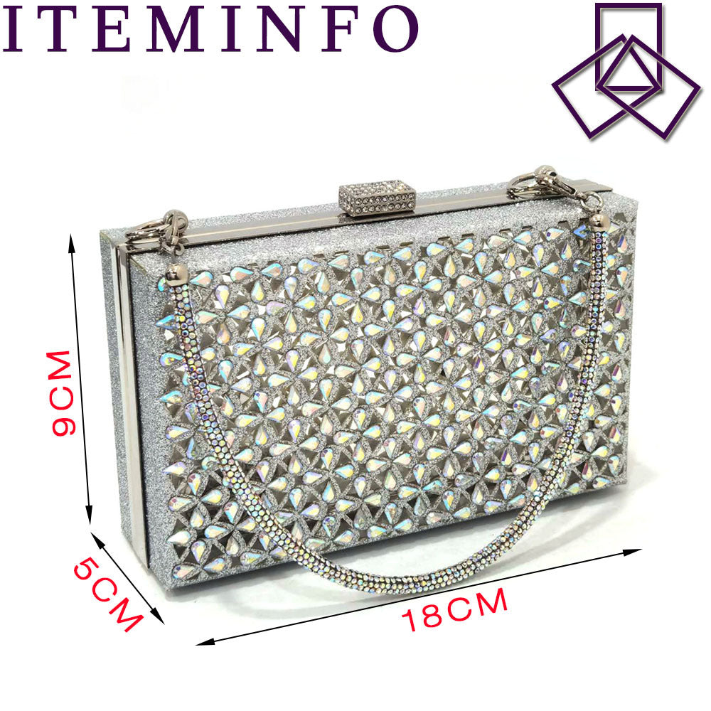 Pointed Toe & Diamond Face Square Crystal Bag