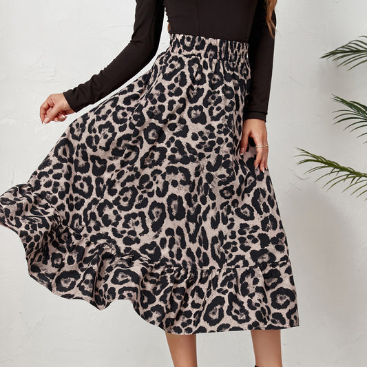 Women's Leopard Print High Waist Skirt