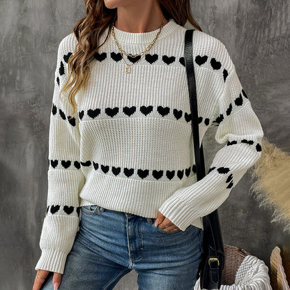 White Long-Sleeved Love Sweater