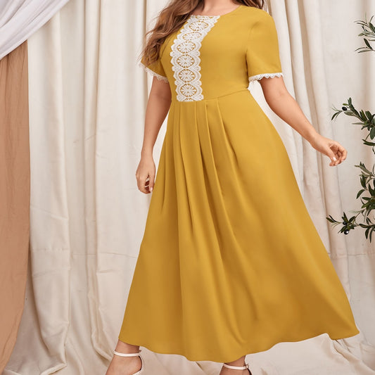 Plus Size Color Matching Womens Dress