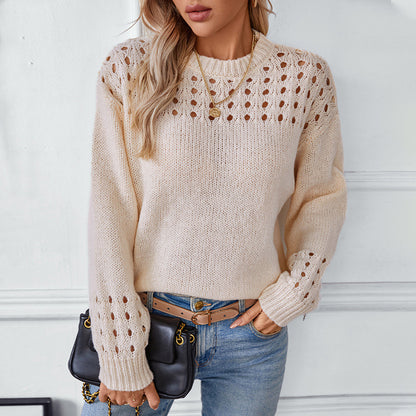 Cutout Pullover Round Neck Sweaters