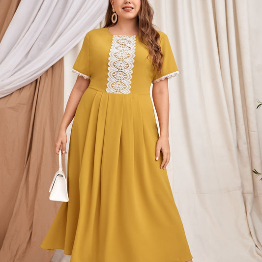 Plus Size Color Matching Womens Dress