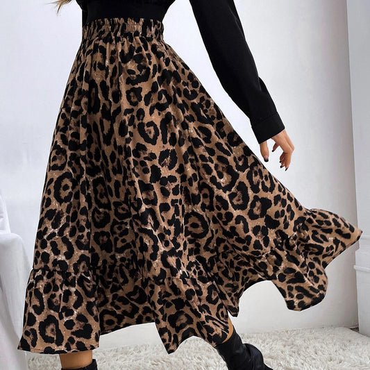 Women's Leopard Print High Waist Skirt