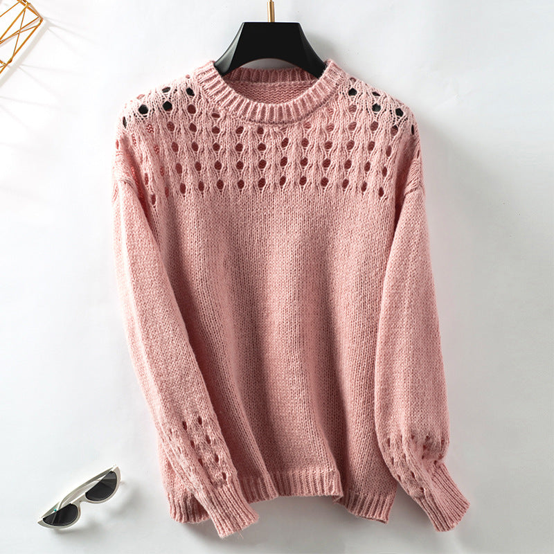 Cutout Pullover Round Neck Sweaters