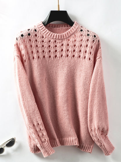 Cutout Pullover Round Neck Sweaters