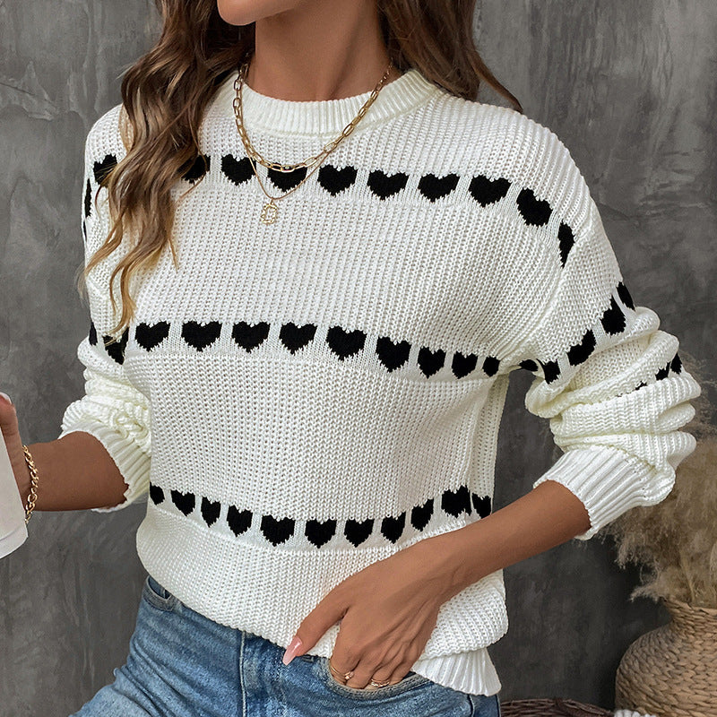 White Long-Sleeved Love Sweater