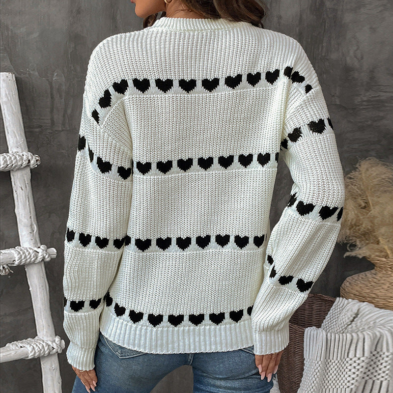 White Long-Sleeved Love Sweater