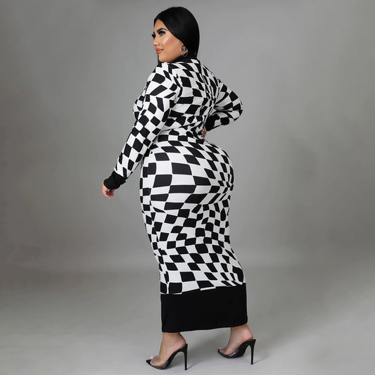 Womens Printed Long Sleeved Dress