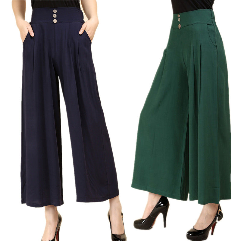 Women's Elastic Waist Wide Leg Pants