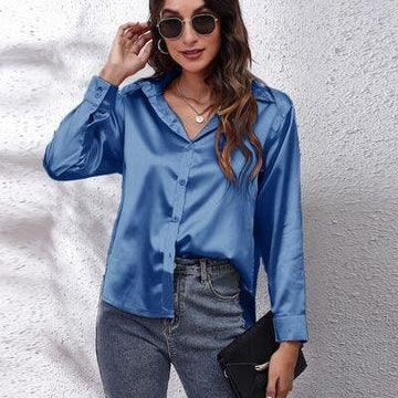 Button Up Collared Neck Long Sleeve Shirt - SteelBlue & Co.