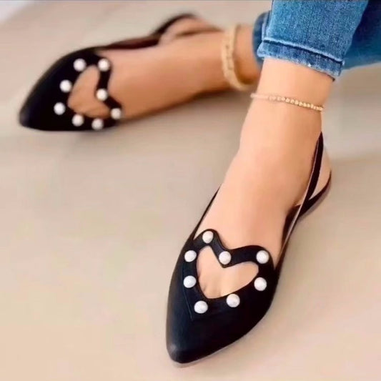 Pointed Toe Pearl Flats