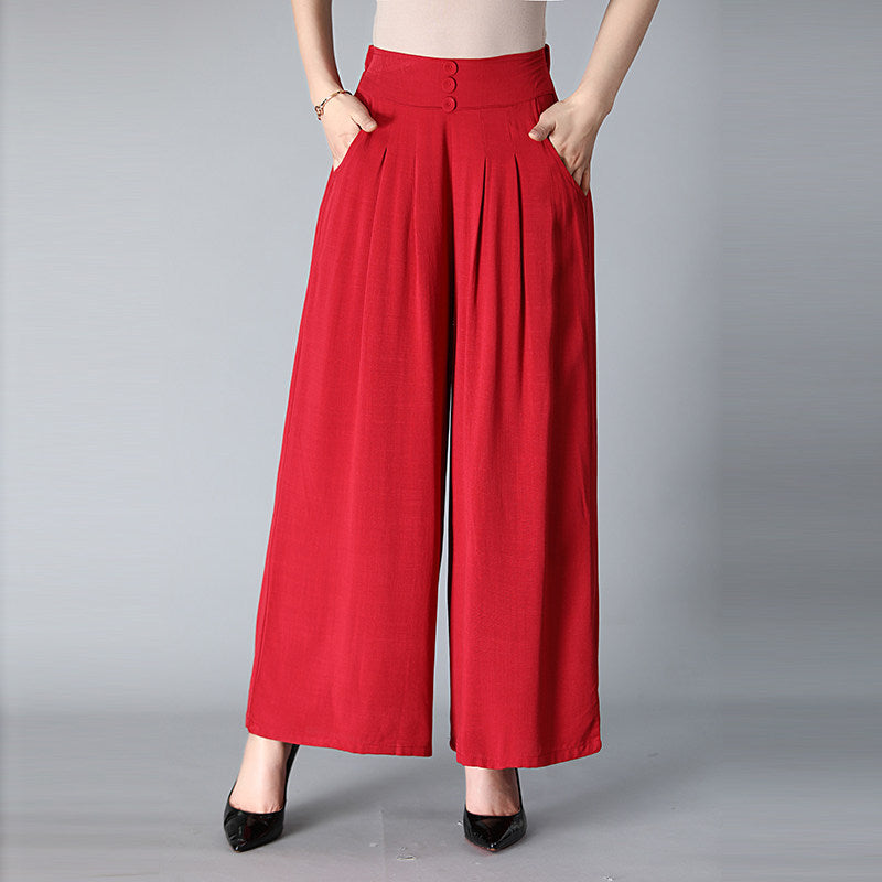 Women's Elastic Waist Wide Leg Pants