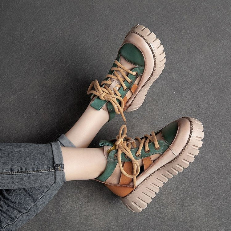 Retro Lace-up Thick Sandals