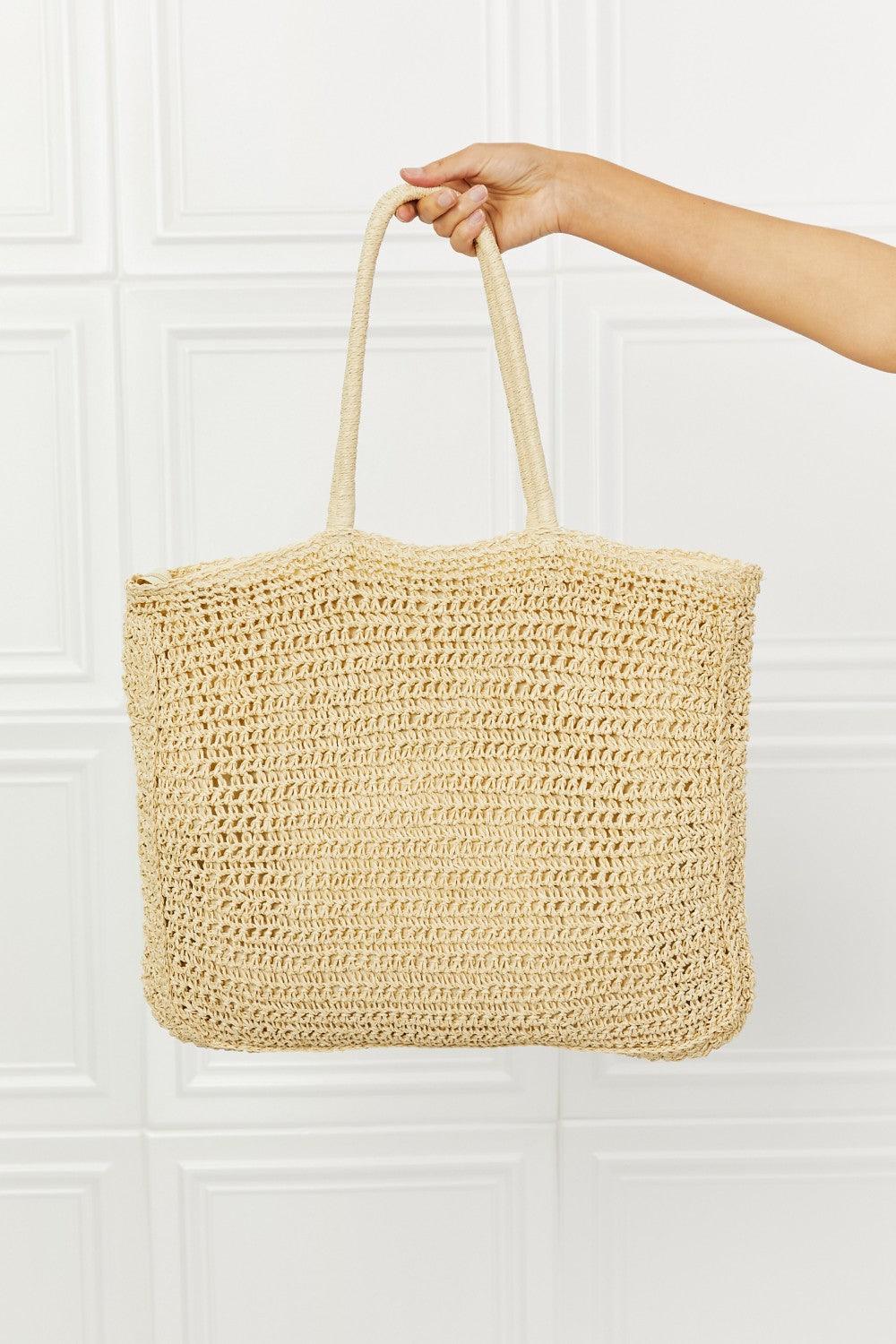 Fame Off the Coast Straw Tote Bag - SteelBlue