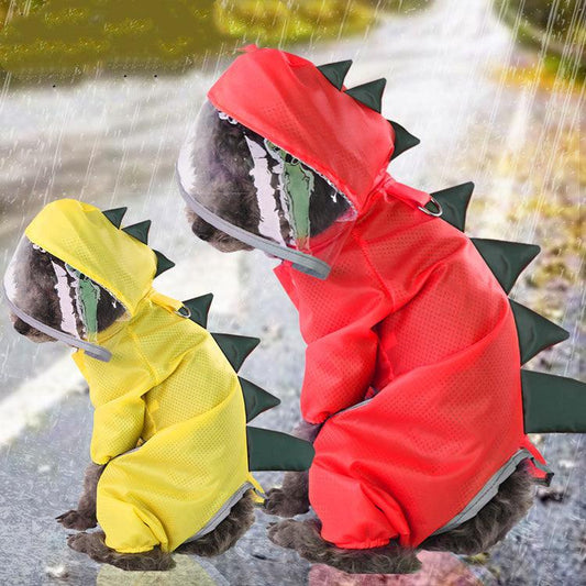 Four-legged Dinosaur Raincoat for Dogs - SteelBlue