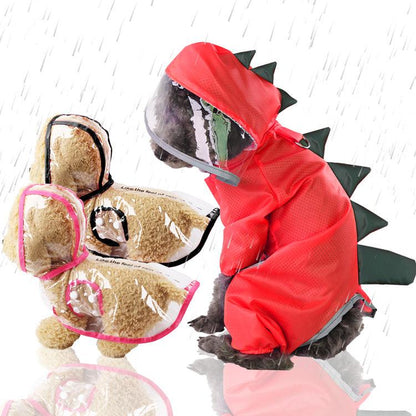 Four-legged Dinosaur Raincoat for Dogs - SteelBlue