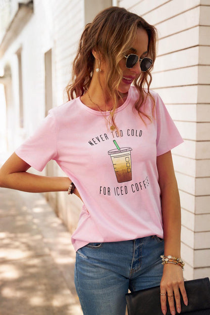 Never Too Cold for Iced Coffee Tee - SteelBlue