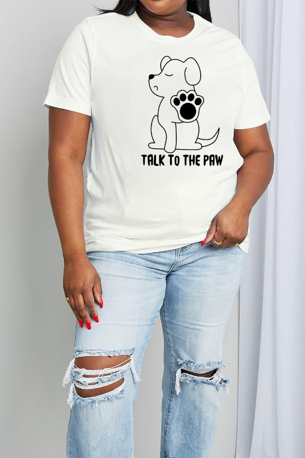 Simply Love Full Size TALK TO THE PAW Graphic Cotton Tee - SteelBlue