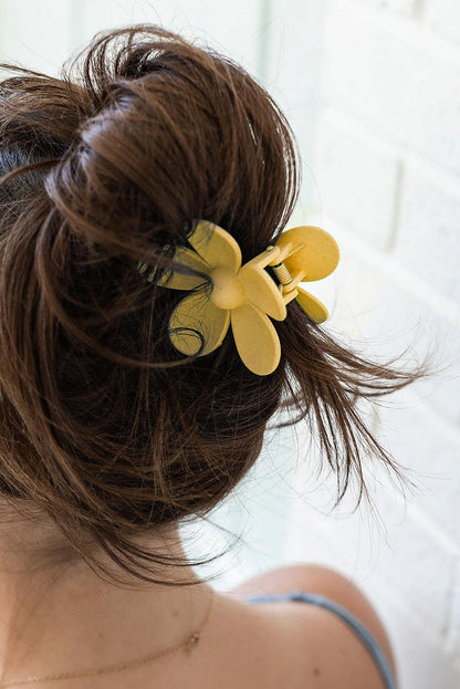 Yellow Flower Hair Claw Clip - SteelBlue