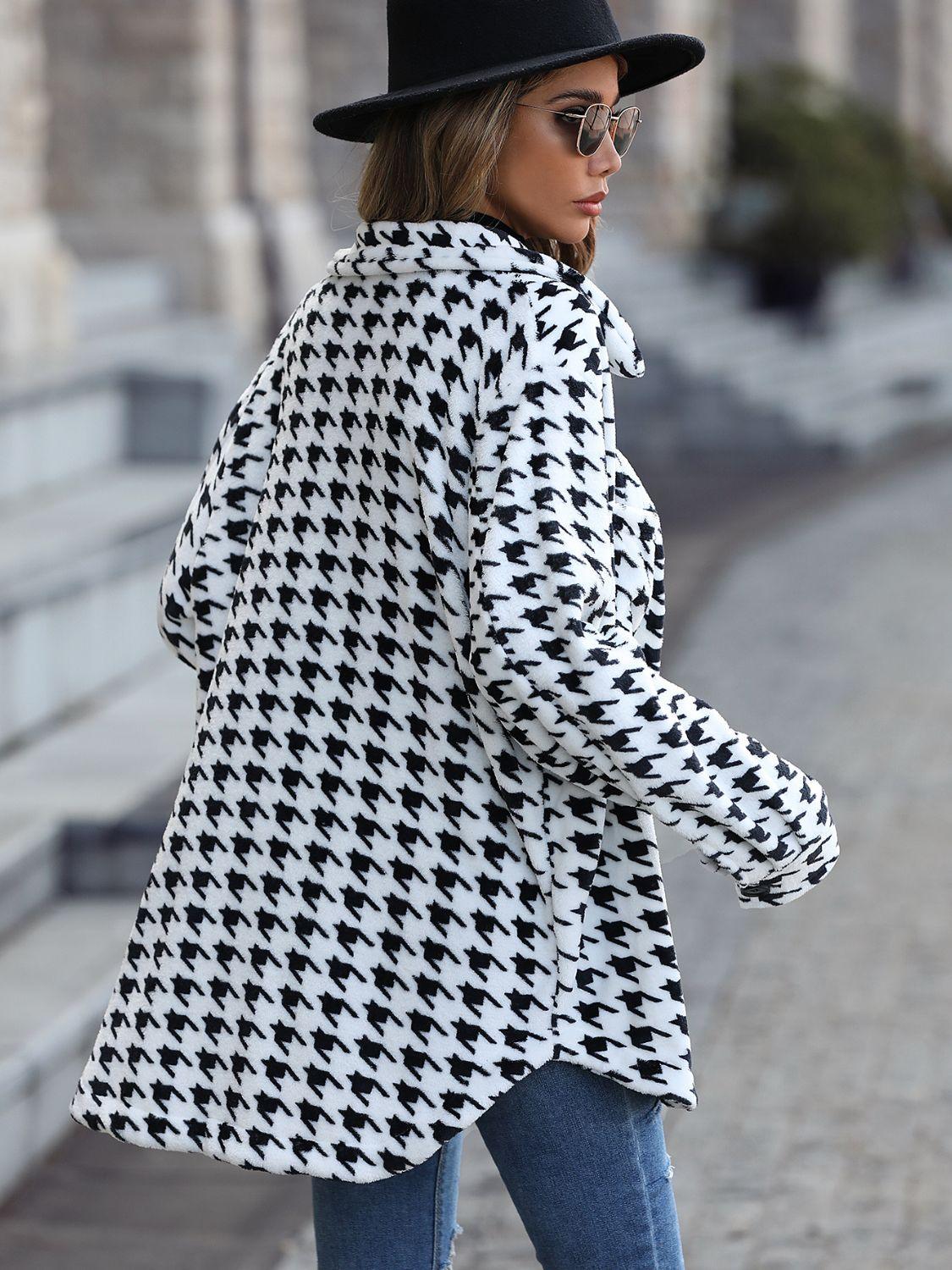 Houndstooth Button Down Jacket - SteelBlue