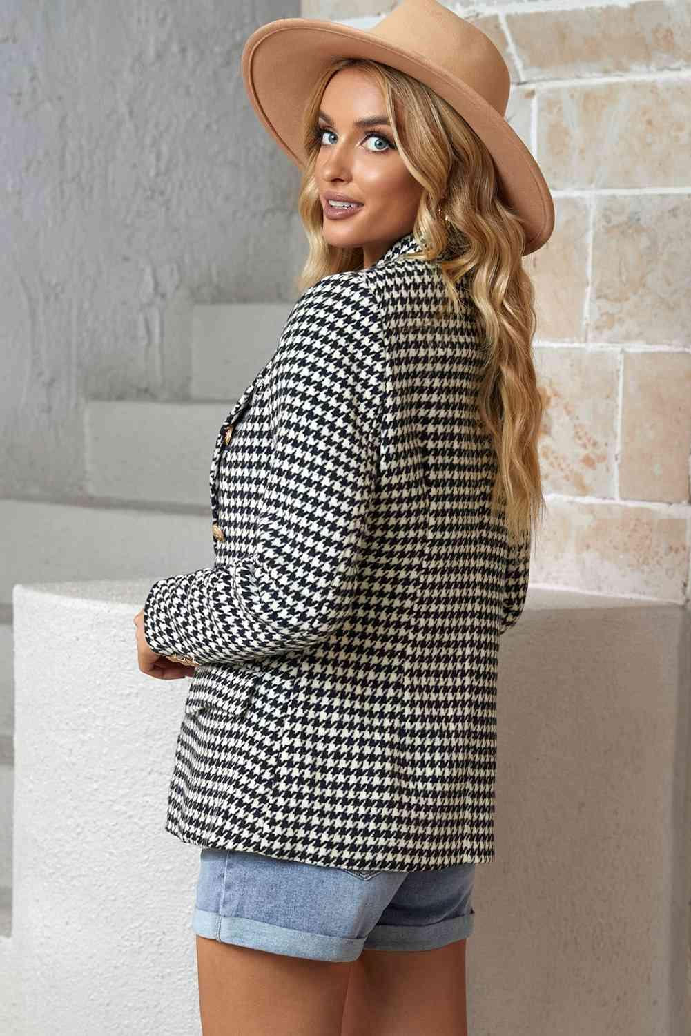 Houndstooth Double-Breasted Blazer - SteelBlue & Co.