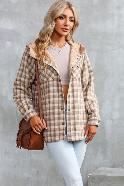 Plaid Snap Down Hooded Jacket - SteelBlue & Co.