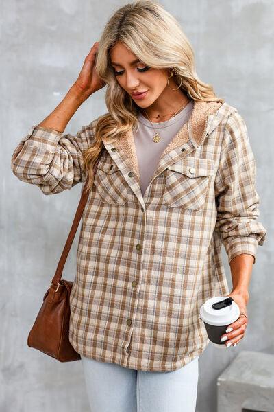 Plaid Snap Down Hooded Jacket - SteelBlue & Co.