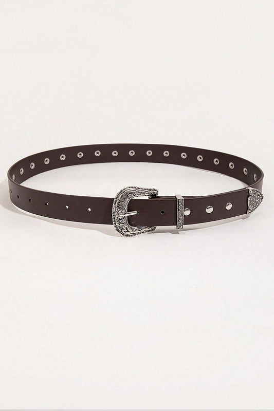 PU Leather Studded Belt - SteelBlue
