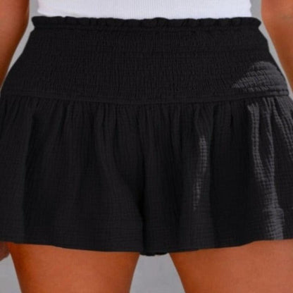 Smocked Waistband Shorts - SteelBlue