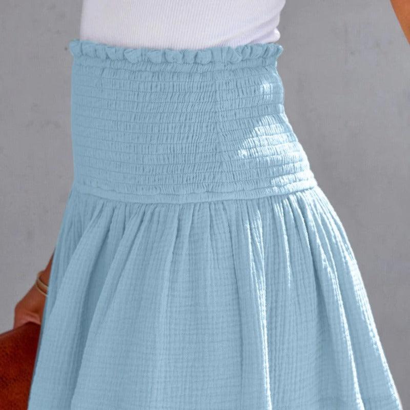 Smocked Waistband Shorts - SteelBlue